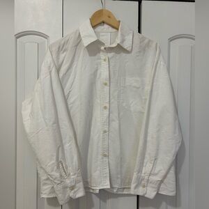 Djerf Avenue White Breezy Shirt, Size M